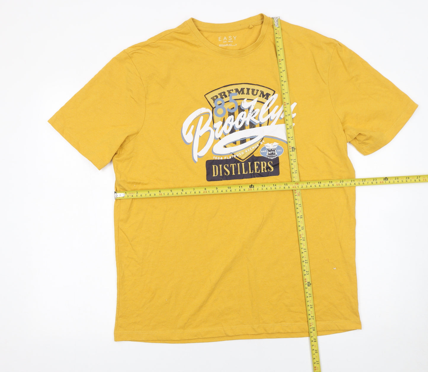 Matalan Men's Yellow Brooklyn Graphic Print Regular Fit T-Shirt Size L