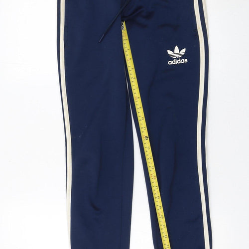 Adidas Womens Blue Jogger Trousers Size 8 Logo Stripe Sportswear