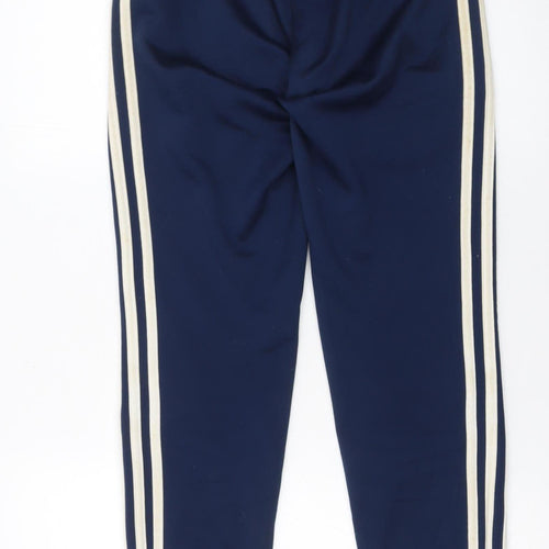 Adidas Womens Blue Jogger Trousers Size 8 Logo Stripe Sportswear