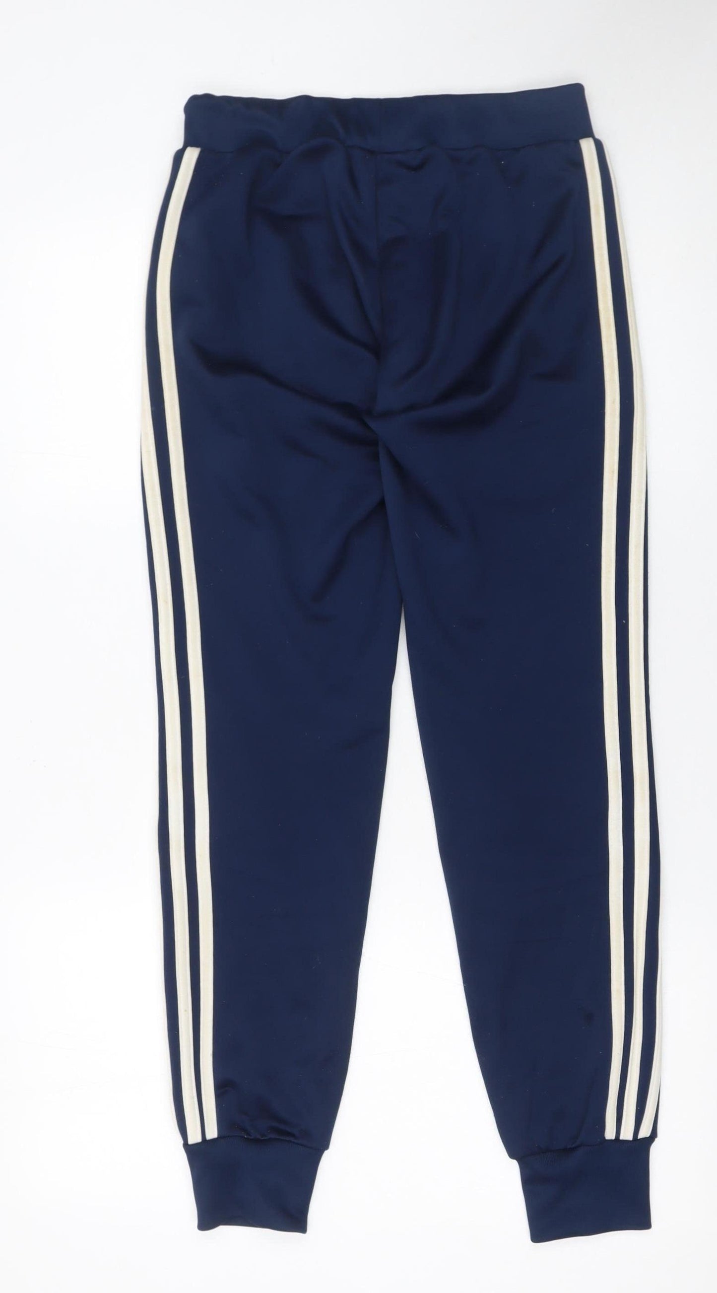 Adidas Womens Blue Jogger Trousers Size 8 Logo Stripe Sportswear
