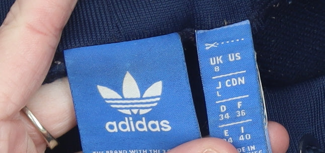 Adidas Womens Blue Jogger Trousers Size 8 Logo Stripe Sportswear