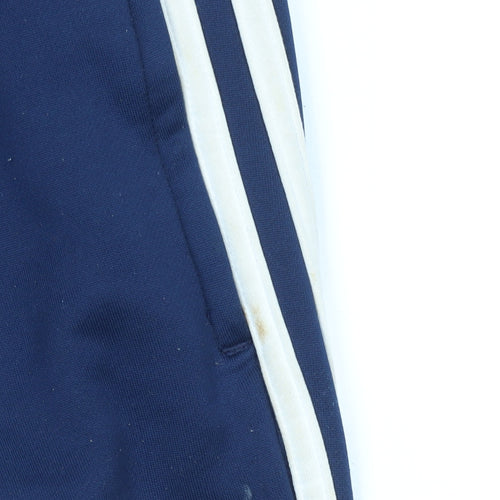 Adidas Womens Blue Jogger Trousers Size 8 Logo Stripe Sportswear