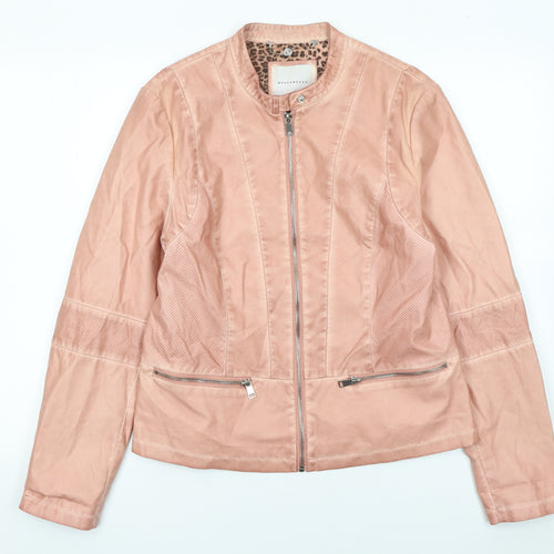 Rino & Pelle Women's Pink Biker Jacket Size 14 Viscose Blend