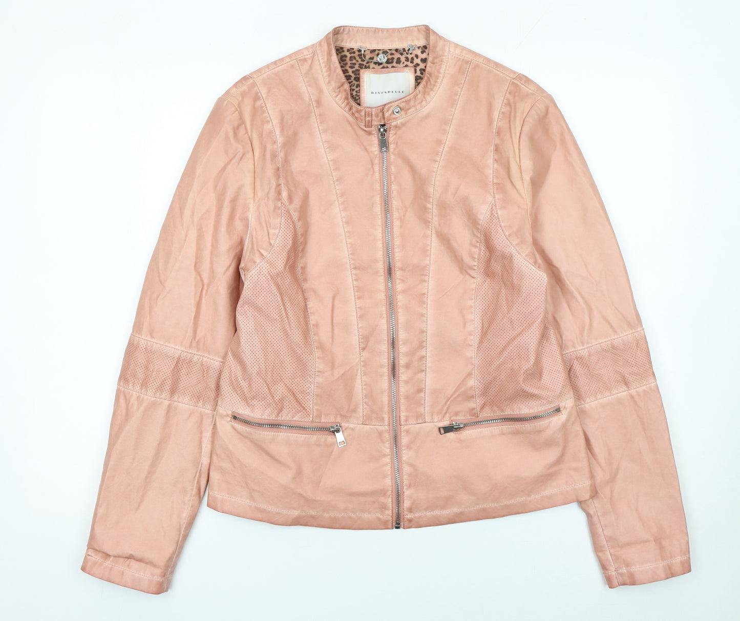 Rino & Pelle Women's Pink Biker Jacket Size 14 Viscose Blend