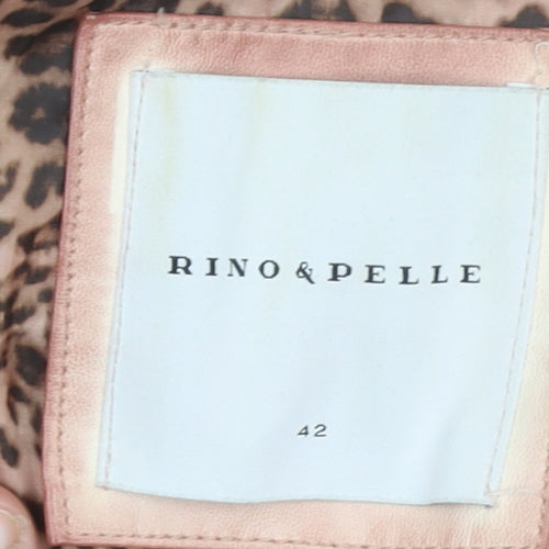 Rino & Pelle Women's Pink Biker Jacket Size 14 Viscose Blend