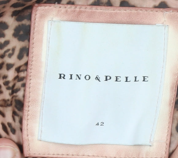 Rino & Pelle Women's Pink Biker Jacket Size 14 Viscose Blend