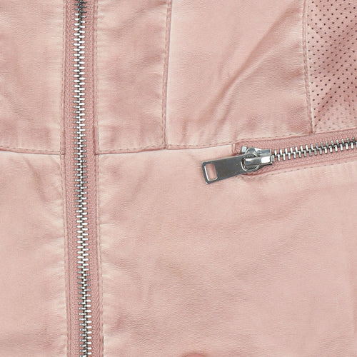 Rino & Pelle Women's Pink Biker Jacket Size 14 Viscose Blend