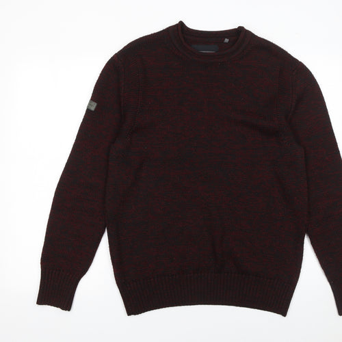Superdry Men’s Red Knit Crew Neck Pullover Jumper Size L