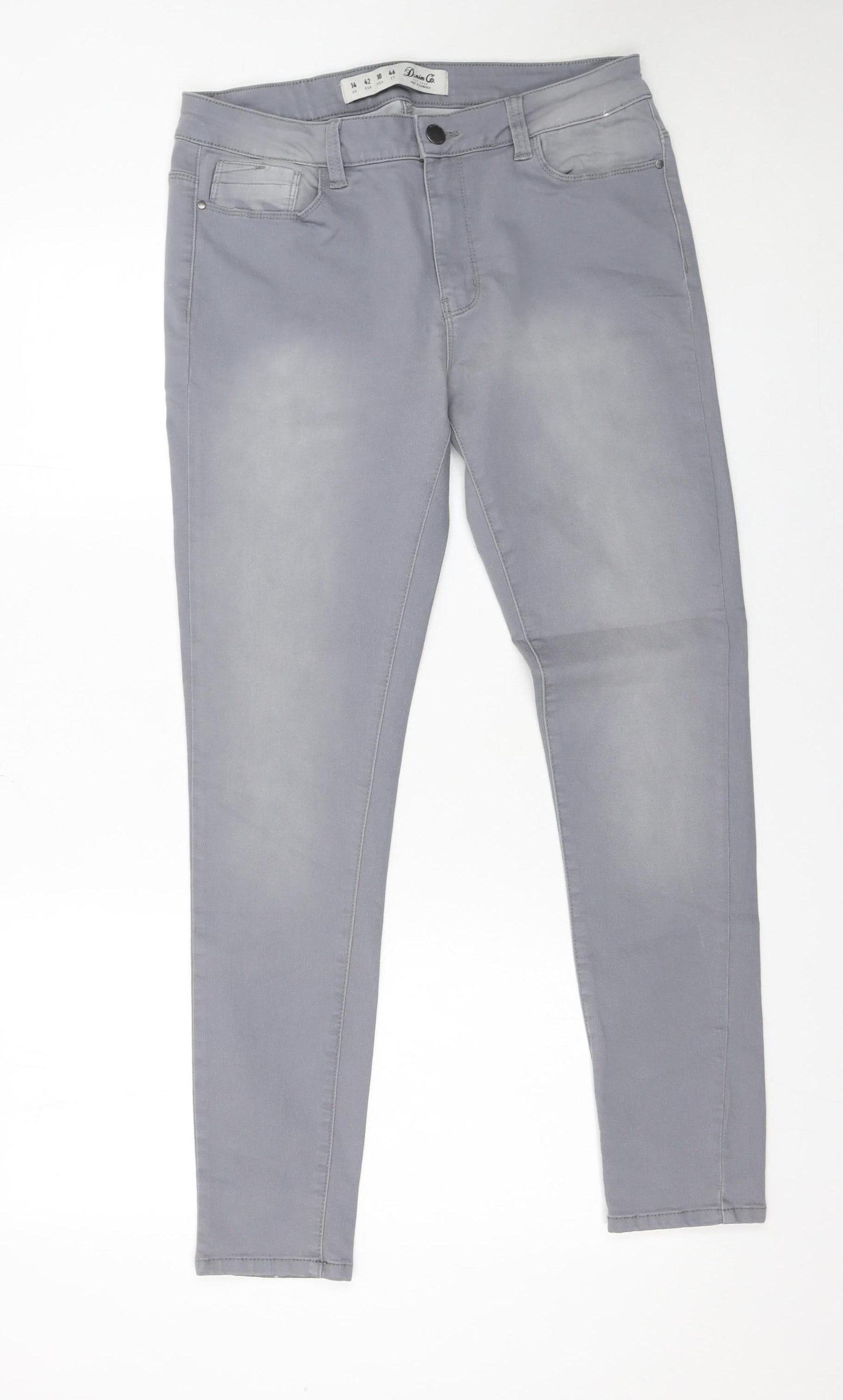 Denim Co Women Grey Skinny Jeans Size 14 Stretch Mid Rise