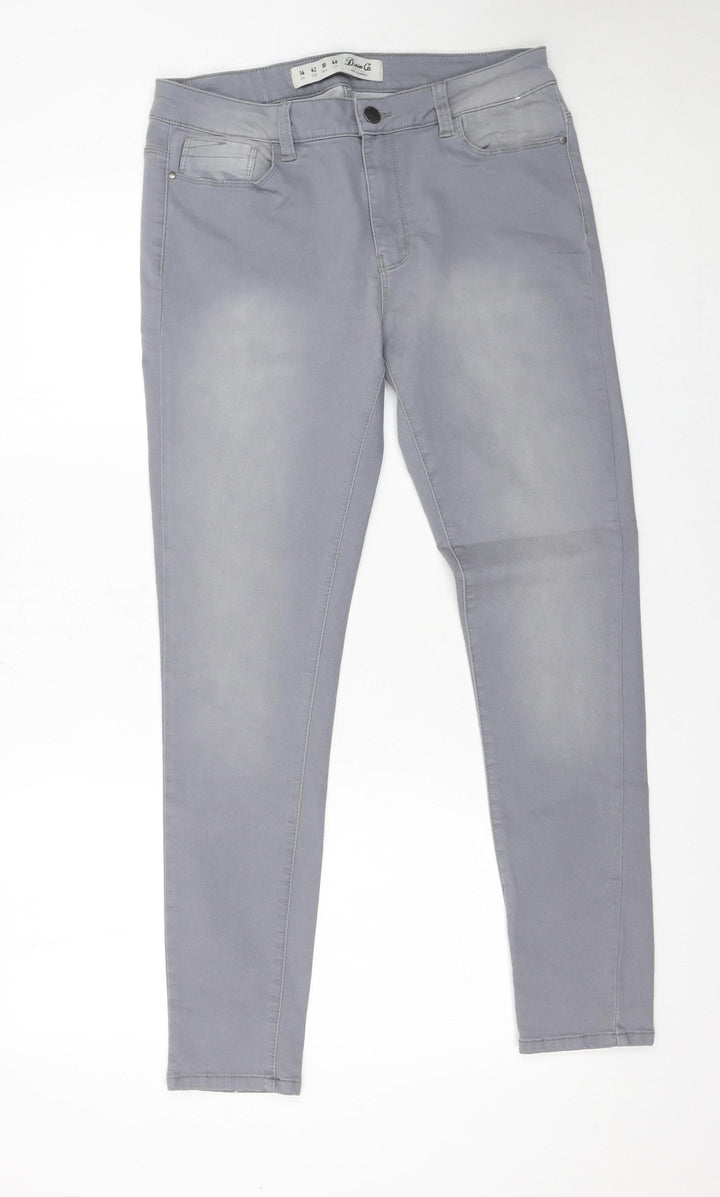 Denim Co Women Grey Skinny Jeans Size 14 Stretch Mid Rise