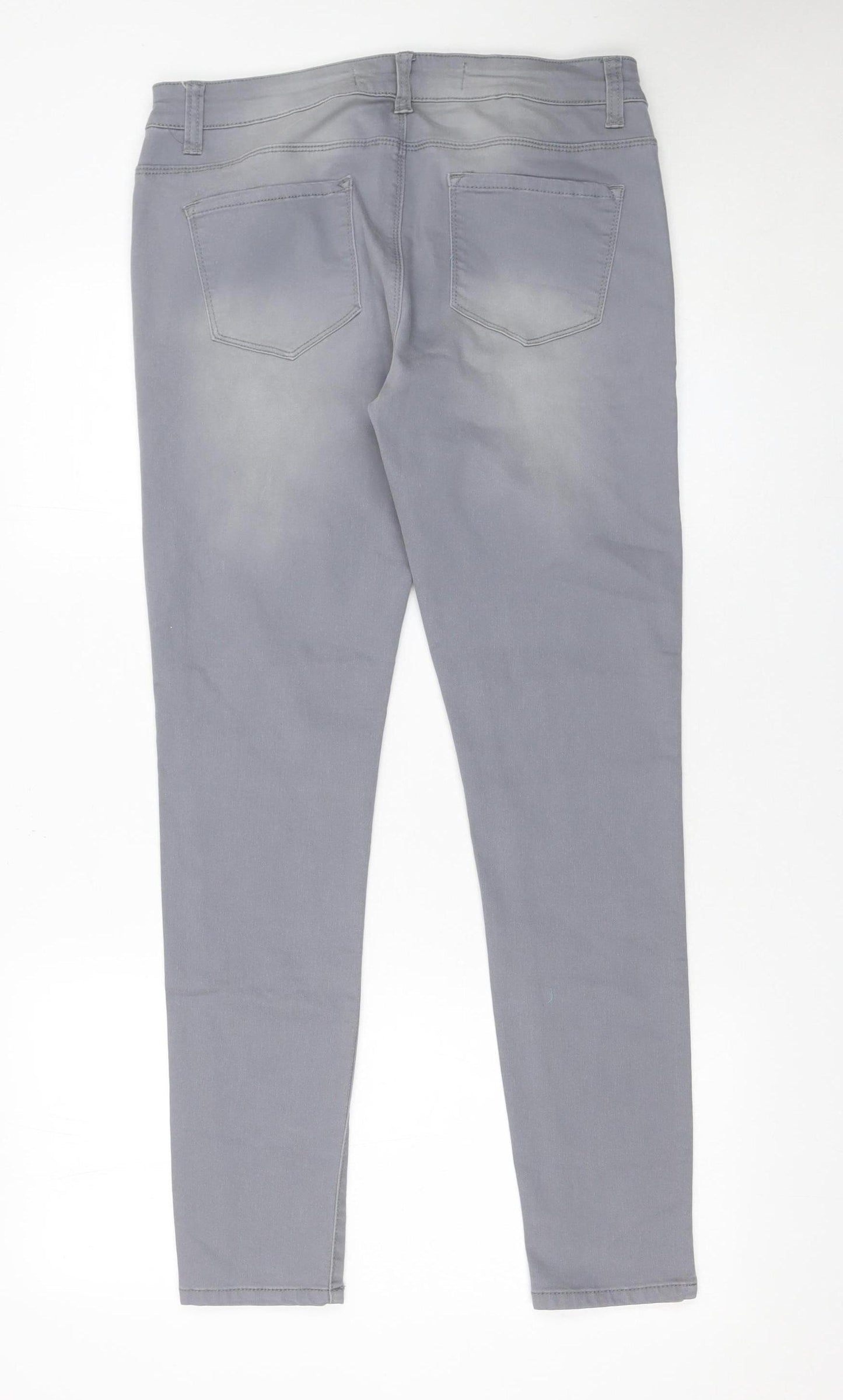 Denim Co Women Grey Skinny Jeans Size 14 Stretch Mid Rise