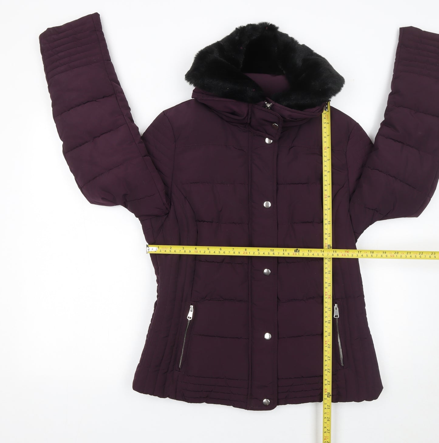 Dunnes Stores Womens Purple Faux Fur Collar Puffer Jacket Size 14