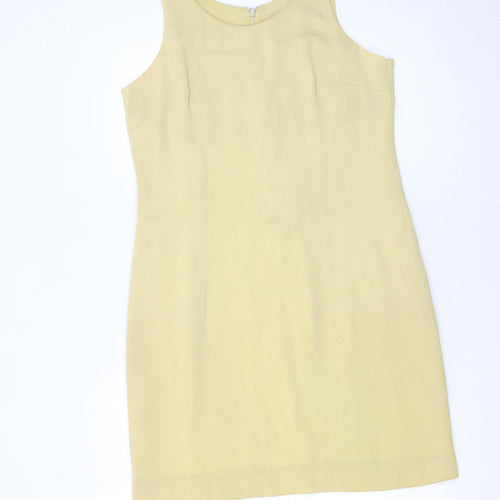Jigsaw Women’s Beige Sheath Wool Dress Size 14 Sleeveless Workwear
