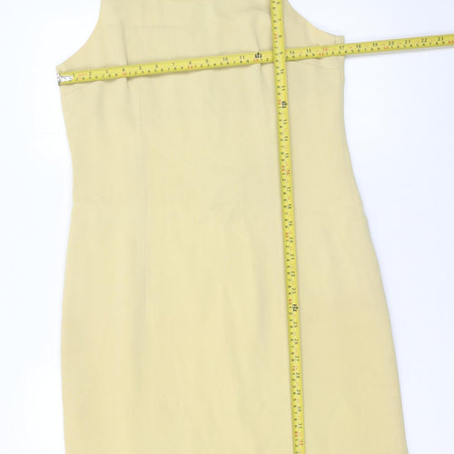 Jigsaw Women’s Beige Sheath Wool Dress Size 14 Sleeveless Workwear