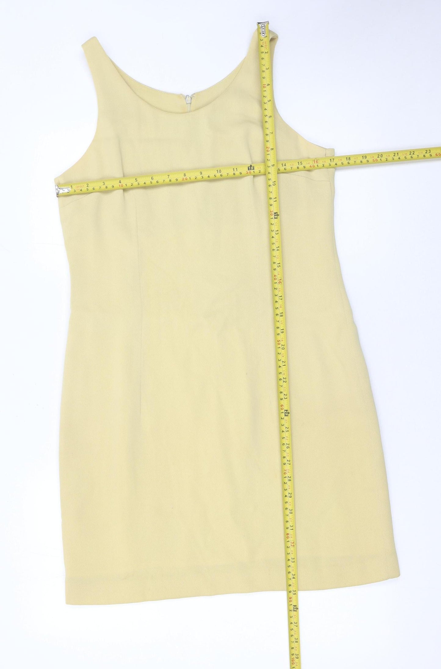Jigsaw Women’s Beige Sheath Wool Dress Size 14 Sleeveless Workwear
