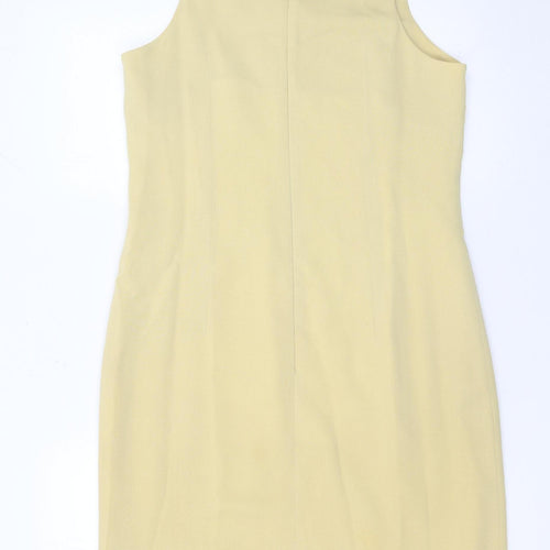 Jigsaw Women’s Beige Sheath Wool Dress Size 14 Sleeveless Workwear