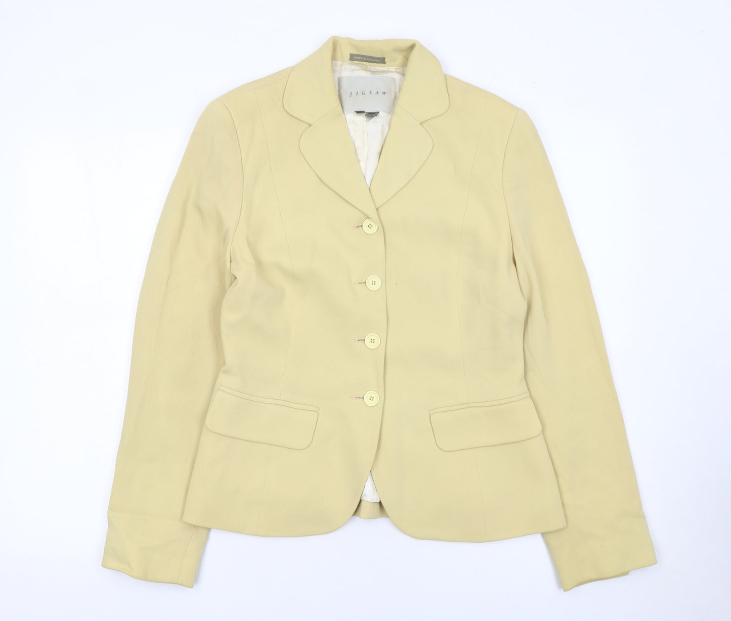 Jigsaw Womens Beige Size 12 Single-Breasted Blazer Jacket