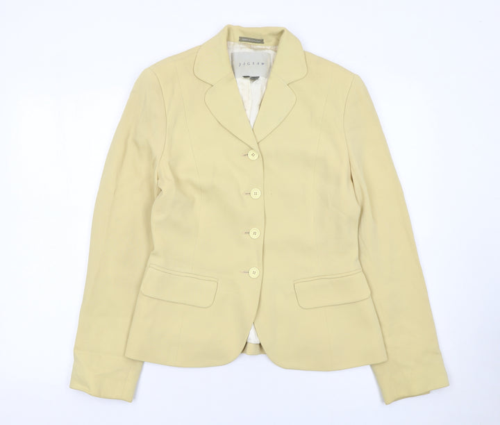 Jigsaw Womens Beige Size 12 Single-Breasted Blazer Jacket