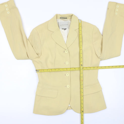 Jigsaw Womens Beige Size 12 Single-Breasted Blazer Jacket