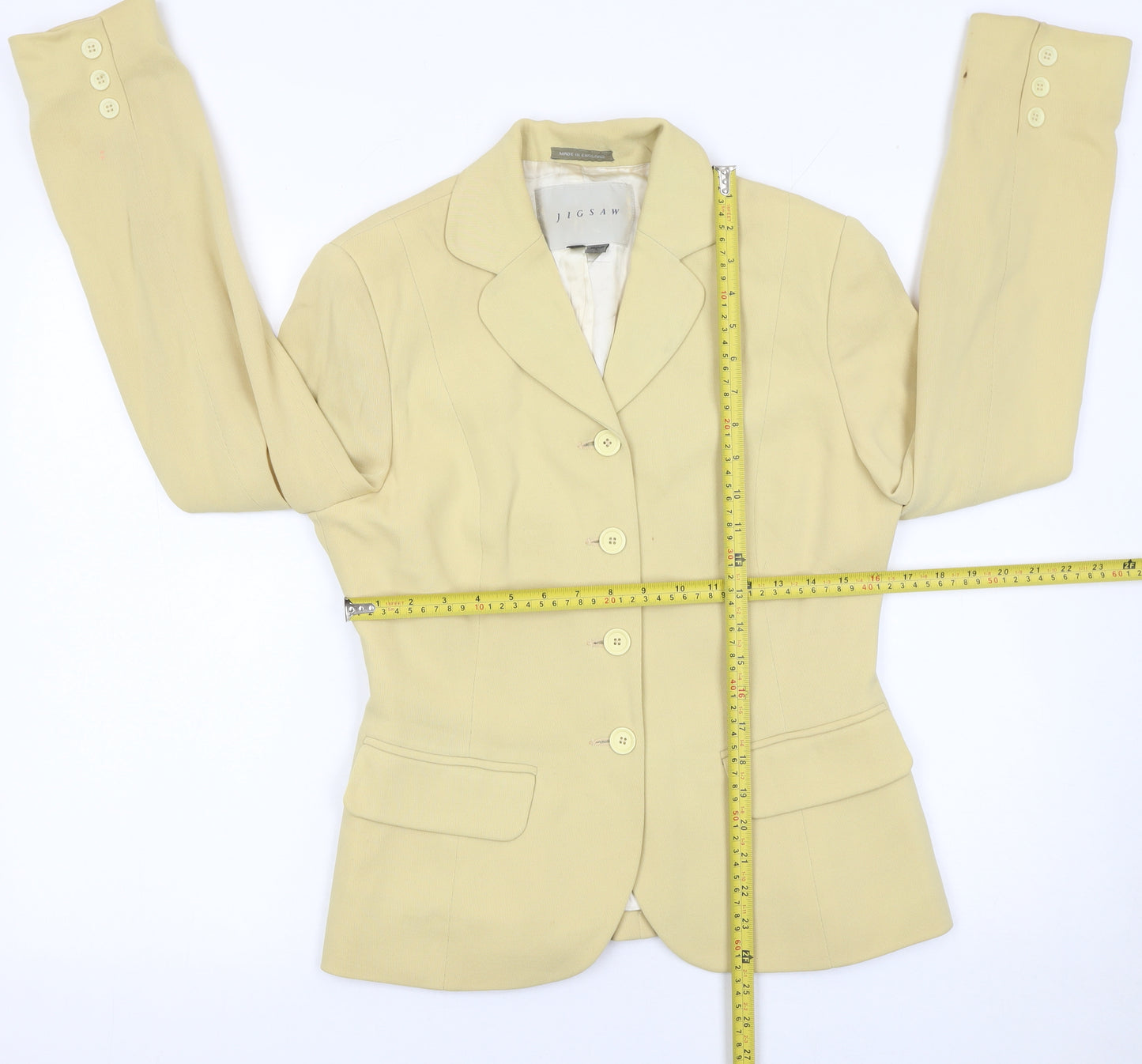 Jigsaw Womens Beige Size 12 Single-Breasted Blazer Jacket