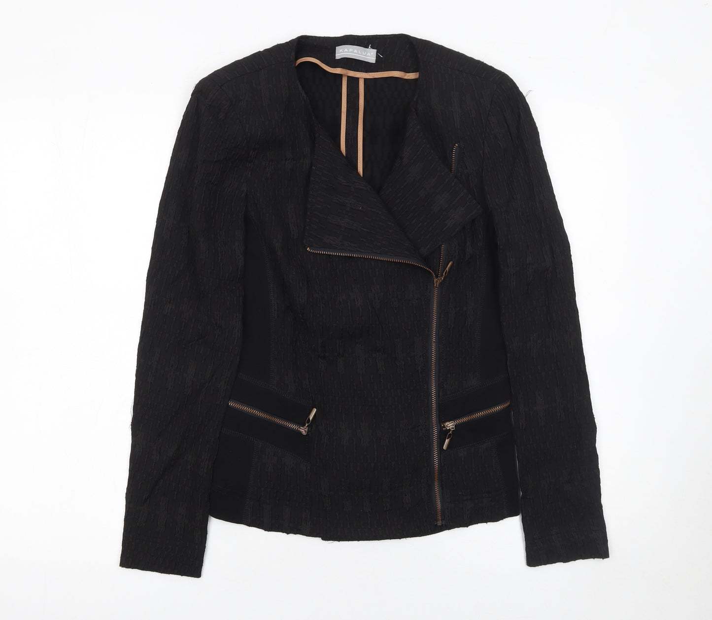 Kapalua Womens Black Slim Fit Biker Jacket Size 10