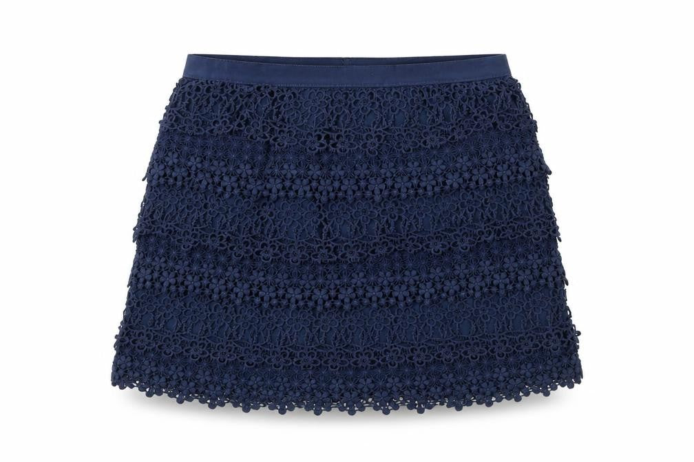 Ralph Lauren Girls Blue Lace Floral A-Line Skirt Size 14 Years