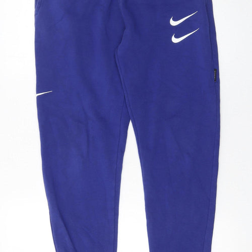 Nike Men's Blue Jogger Trousers Size S Elastic Waist Fleece