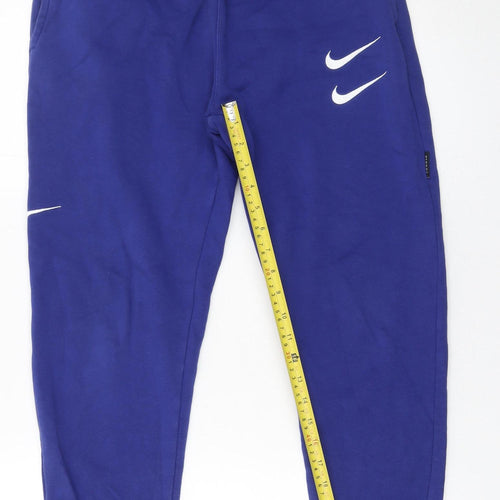 Nike Men's Blue Jogger Trousers Size S Elastic Waist Fleece