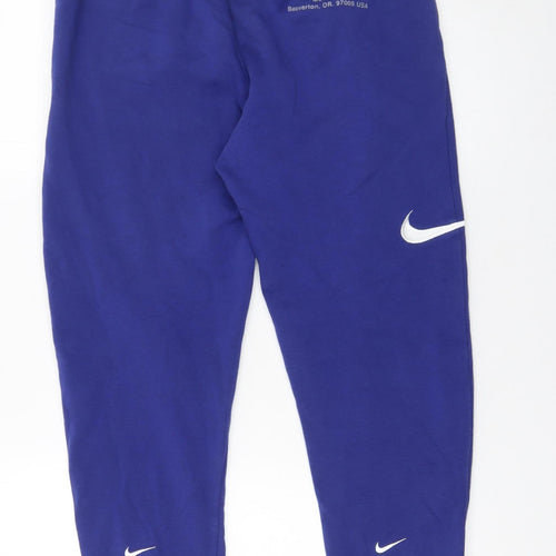 Nike Men's Blue Jogger Trousers Size S Elastic Waist Fleece