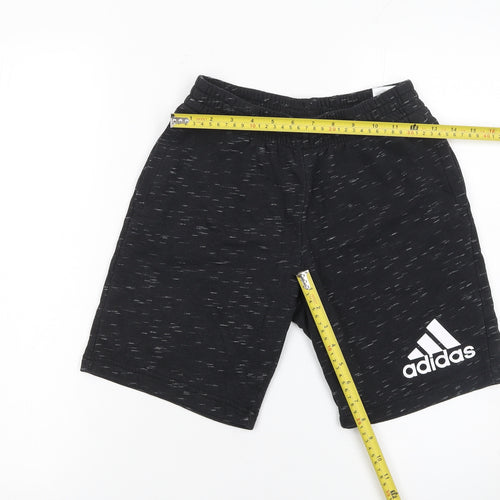 Adidas Boys Black Jersey Athletic Shorts 12 Years Elastic Waist Sportswear