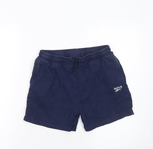 Reebok Girls Navy Blue Cotton Sweat Shorts 12-13 Years Elastic Waist