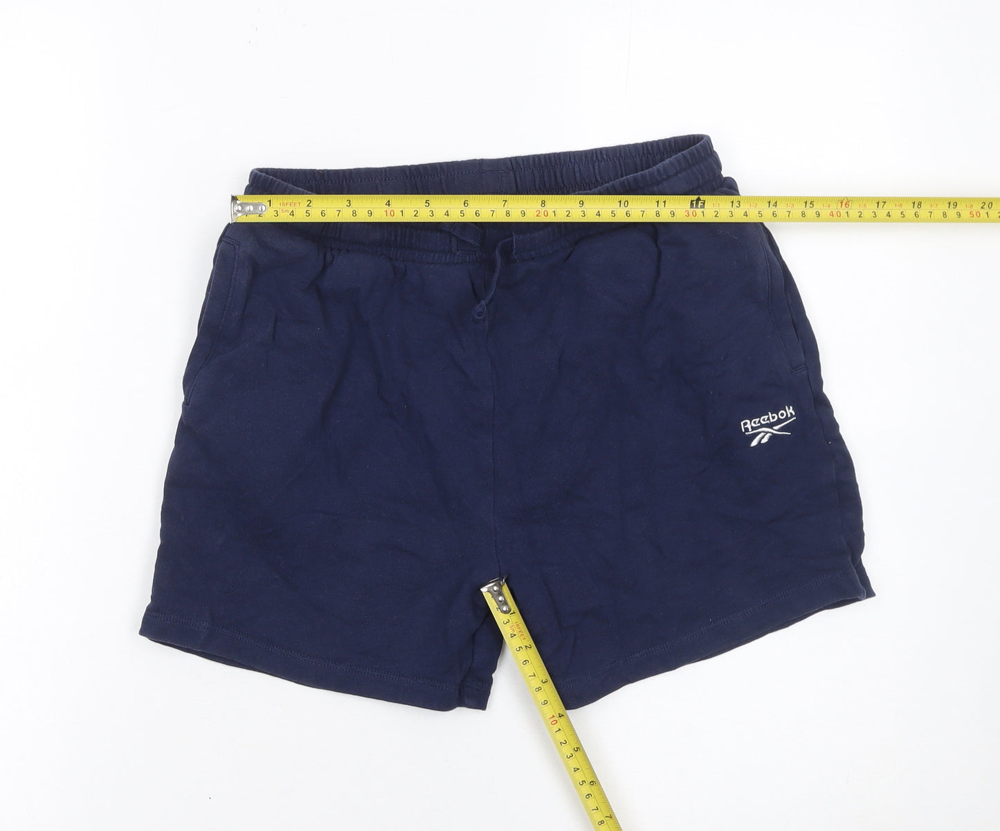 Reebok Girls Navy Blue Cotton Sweat Shorts 12-13 Years Elastic Waist