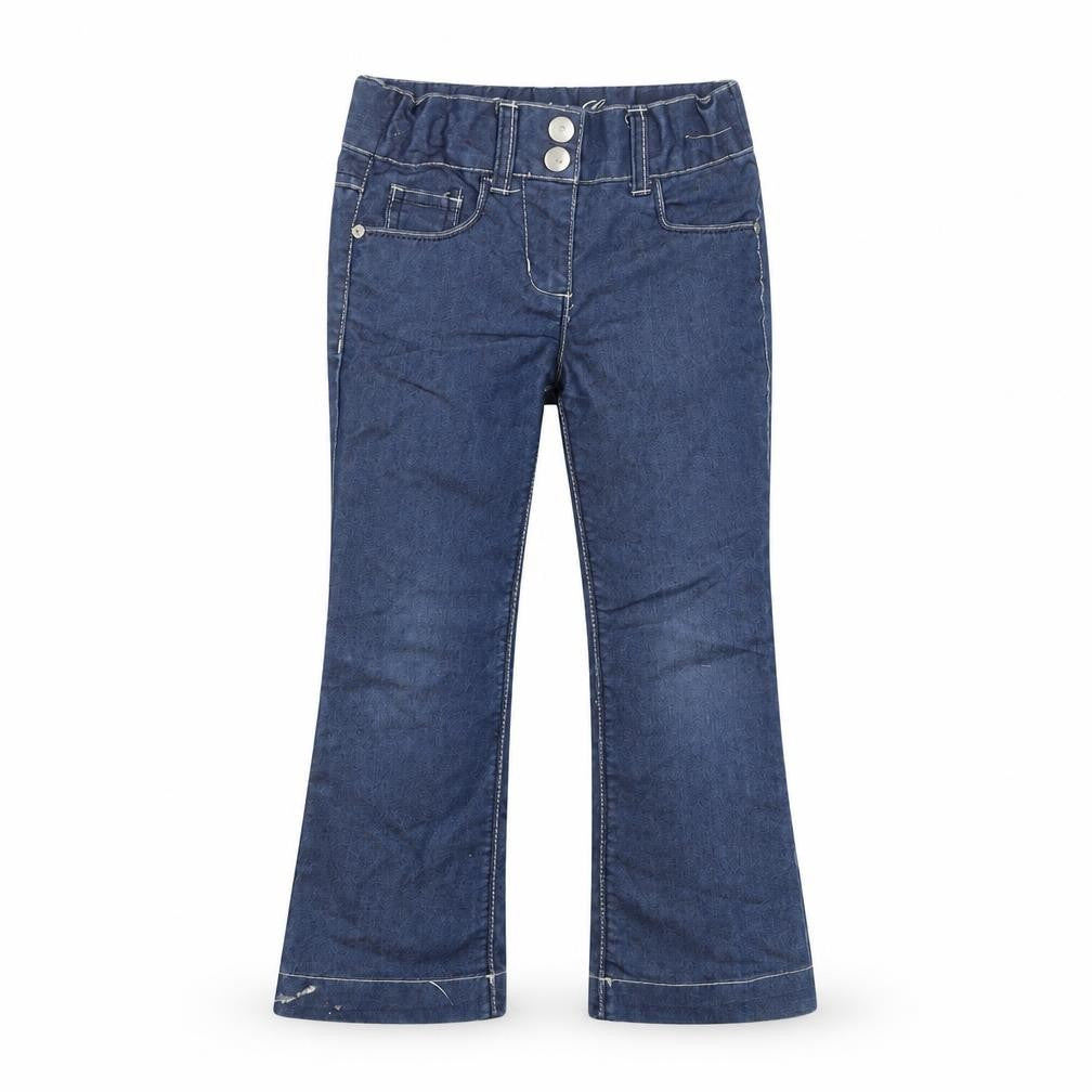 Denim Co Girls Blue Bootcut Jeans 5 Years Cotton Blend Embroidered Pockets