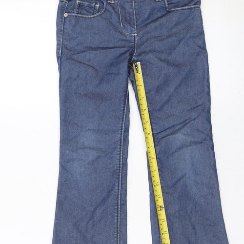 Denim Co Girls Blue Bootcut Jeans 5 Years Cotton Blend Embroidered Pockets