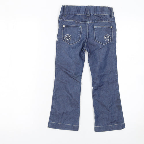 Denim Co Girls Blue Bootcut Jeans 5 Years Cotton Blend Embroidered Pockets