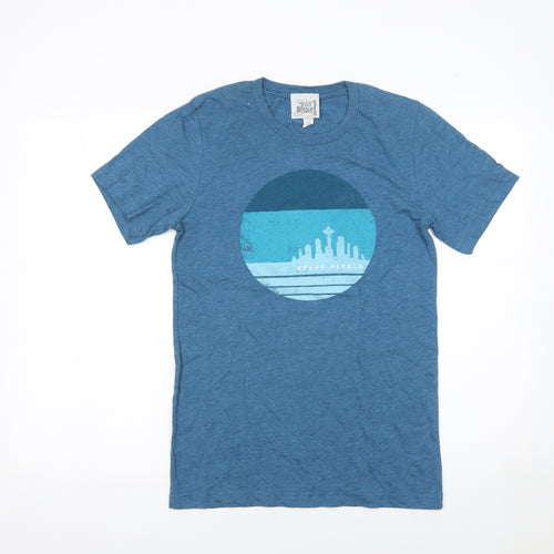 Space Needle Men’s Blue Graphic City Print Crew Neck T-Shirt Size S