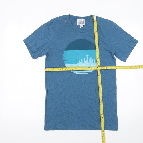 Space Needle Men’s Blue Graphic City Print Crew Neck T-Shirt Size S