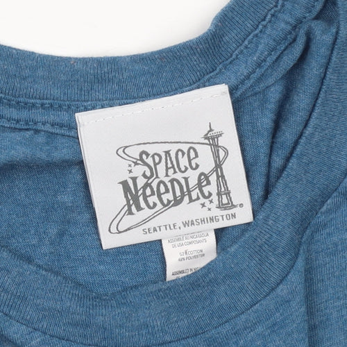 Space Needle Men’s Blue Graphic City Print Crew Neck T-Shirt Size S