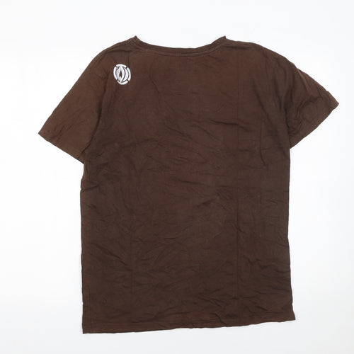 Light Corp Men's Brown Graphic Print Cotton T-Shirt Size S