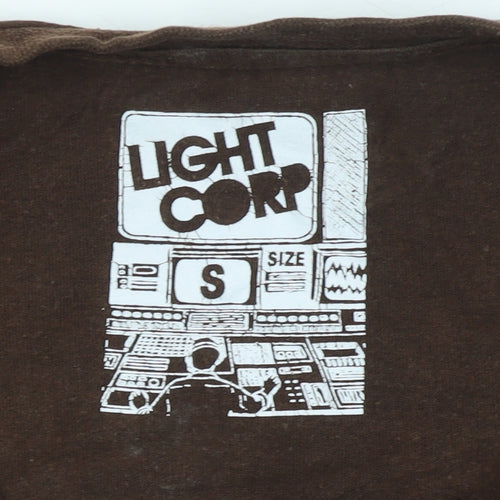 Light Corp Men's Brown Graphic Print Cotton T-Shirt Size S