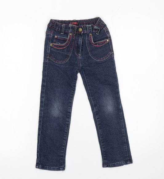 Denim Co Girls Blue Straight Jeans 5 Years Embroidered Heart Style