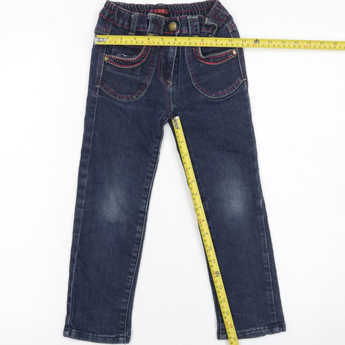 Denim Co Girls Blue Straight Jeans 5 Years Embroidered Heart Style