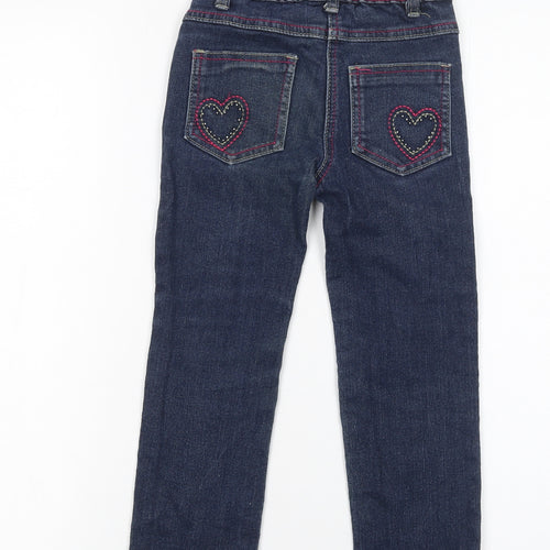 Denim Co Girls Blue Straight Jeans 5 Years Embroidered Heart Style