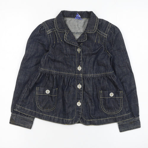 Jasper Conran Girls Blue Denim Button Jacket 7 Years Cotton Casual