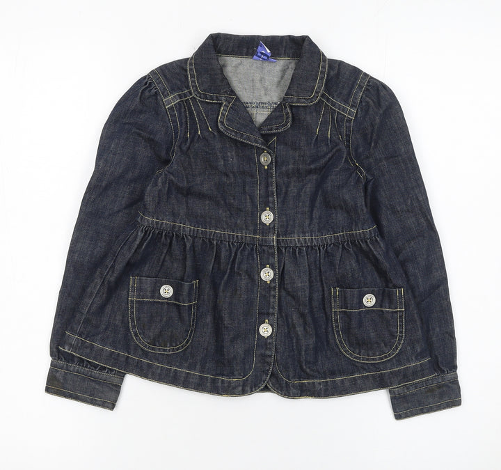 Jasper Conran Girls Blue Denim Button Jacket 7 Years Cotton Casual