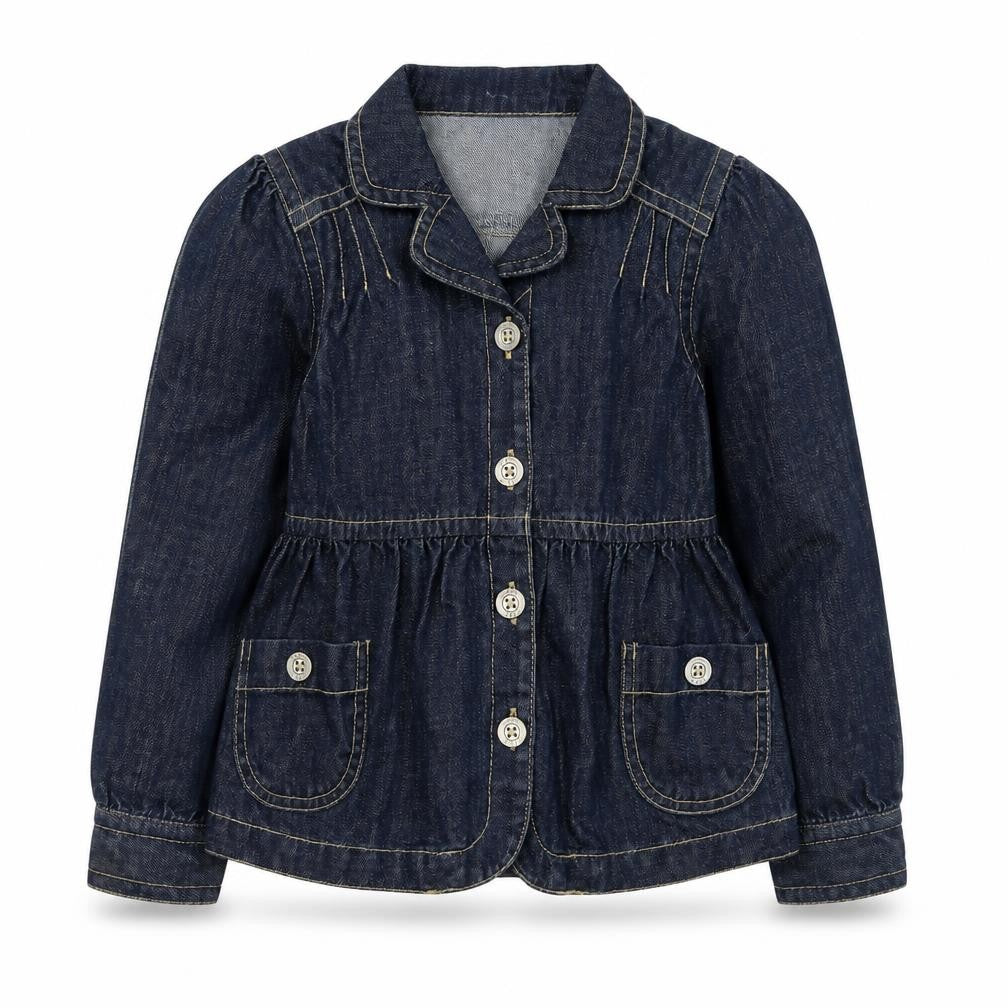 Front view of Jasper Conran girls’ blue denim button jacket 7 years cotton casual