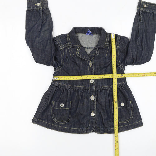 Jasper Conran Girls Blue Denim Button Jacket 7 Years Cotton Casual