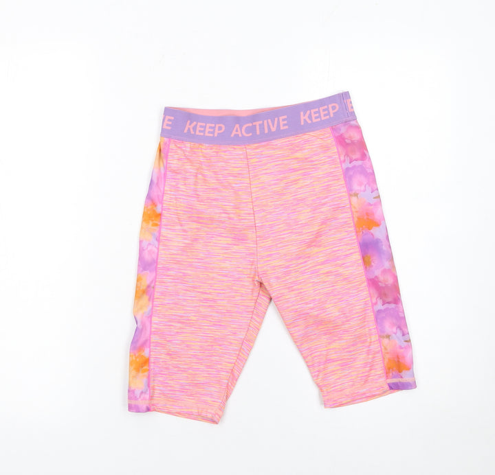 Dunnes Stores Girls Pink Biker Activewear Shorts 26in Waist