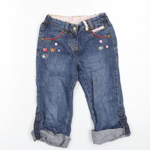 Rocha John Rocha Girls Blue Embroidered Cropped Denim Jeans 5 Years
