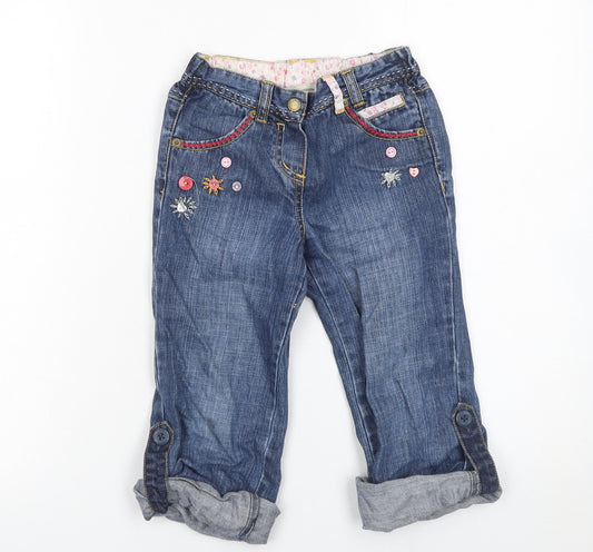 Rocha John Rocha Girls Blue Embroidered Cropped Denim Jeans 5 Years